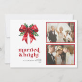 Cartes Pour Fêtes Annuelles Marié et brillant Bow rouge Holly 2 photo (Devant)