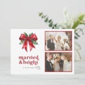 Cartes Pour Fêtes Annuelles Marié et brillant Bow rouge Holly 2 photo (Debout devant)