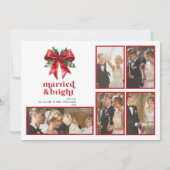 Cartes Pour Fêtes Annuelles Marié et brillant Bow rouge Holly Newlysée 5 Photo (Devant)
