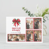 Cartes Pour Fêtes Annuelles Marié et brillant Bow rouge Holly Newlysée 5 Photo (Debout devant)