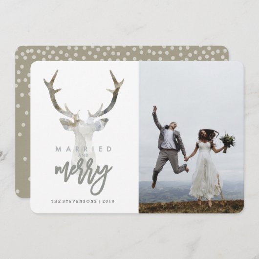 Cartes Pour Fêtes Annuelles MARIÉ ET JOYER | Cerf RUSTIQUE (Devant / Derrière)