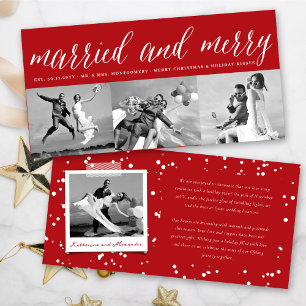 Cartes Pour Fêtes Annuelles Marié Et Joyeux 3 Photo Collage Simple Mariage