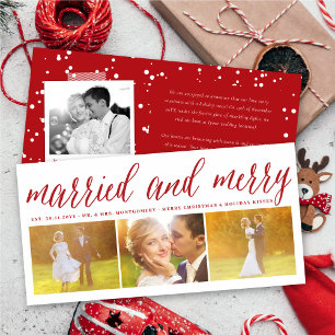 Cartes Pour Fêtes Annuelles Marié Et Joyeux 3 Photo Collage Simple Mariage