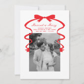 Cartes Pour Fêtes Annuelles Marié et Joyeux Bow Photo Noël Nouveaux mariés (Devant)