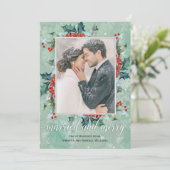 Cartes Pour Fêtes Annuelles Marié et Joyeux vacances verdure (Debout devant)