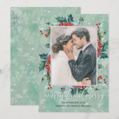 Cartes Pour Fêtes Annuelles Marié et Joyeux vacances verdure (Devant / Derrière)