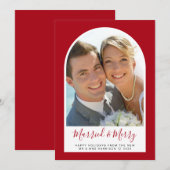 Cartes Pour Fêtes Annuelles Marié Joyeux Arche de Noël Rouge (Devant / Derrière)