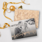Cartes Pour Fêtes Annuelles Marié & Joyeux Brush Script Photo Mariage moderne