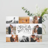 Cartes Pour Fêtes Annuelles Marié & Joyeux Collage Multiphoto Vacances (Debout devant)