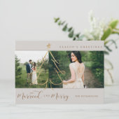 Cartes Pour Fêtes Annuelles Marié & Joyeux Elegant Gold Holiday Tree 2 Photo (Debout devant)