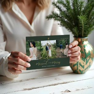 Cartes Pour Fêtes Annuelles Marié & Joyeux Elegant Gold Holiday Tree 3 Photo