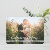 Cartes Pour Fêtes Annuelles Marié & Joyeux | Mariage Script photo de vacances (Debout devant)