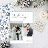 Cartes Pour Fêtes Annuelles Marié & Joyeux Rustique Bleu Nouveau marié Photo C