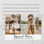 Cartes Pour Fêtes Annuelles Marié & Joyeux | Script photo moderne nouvellement (Devant / Derrière)