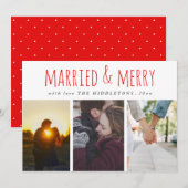 Cartes Pour Fêtes Annuelles Marié & Joyeux Script rouge Trois vacances photo (Devant / Derrière)