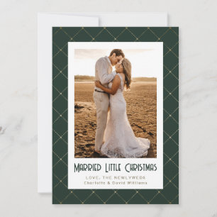 Cartes Pour Fêtes Annuelles Marié Little Christmas Green Photo de jeunes marié