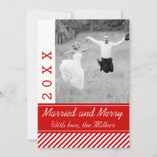 Cartes Pour Fêtes Annuelles Marié & Merry rouge, rayures blanches photo de Noë