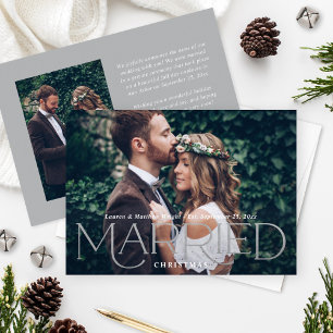 Cartes Pour Fêtes Annuelles Marié Noël Elegant Silver Mariage Photo