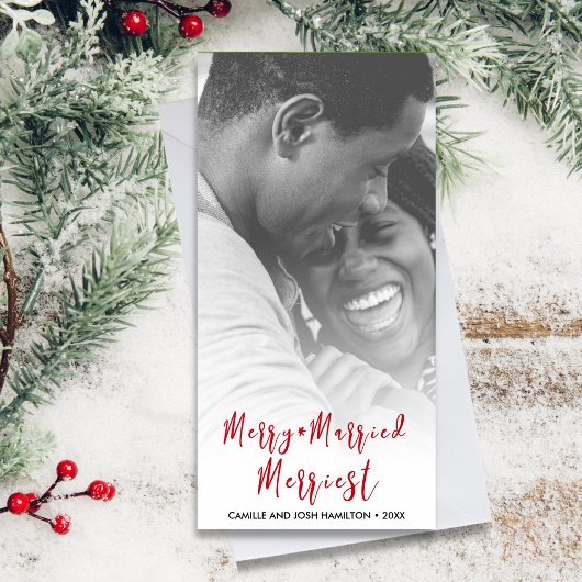 Cartes Pour Fêtes Annuelles Marié, photo de Noël de la nouvelle mariée