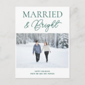 Cartes Pour Fêtes Annuelles Marié vert brillant Script moderne photo Noël (Devant)