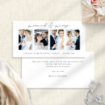 Cartes Pour Fêtes Annuelles Mariés 4 Photos Mariés & Joyeux Noël<br><div class="desc">Newlyweds 4 Photos White Script Marié & Joyeux Noël. Disponible numériquement et imprimé. Moderne et minimaliste,  avec un script stylé pour Married & Joyeux. Remplacez les exemples d'images par vos propres favoris mariages et personnalisez le reste des mots de chaque côté,  selon vos besoins.</div>