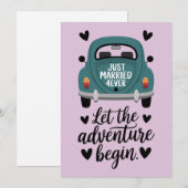 Cartes Pour Fêtes Annuelles Mariés Classique Voiture Mariage  (Devant / Derrière)