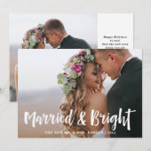 Cartes Pour Fêtes Annuelles Mariés et Brillant | Deux Photos de Script Dessiné (Devant / Derrière)