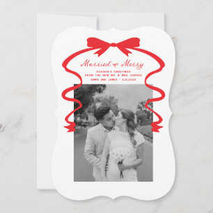 Cartes Pour Fêtes Annuelles Mariés et Joyeux Nœud Photo Noël Nouveaux Mariés