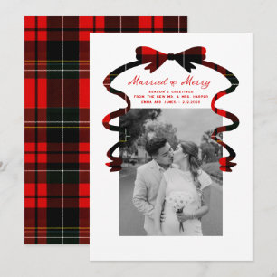 Cartes Pour Fêtes Annuelles Mariés et Joyeux Nœud Photo Noël Nouveaux Mariés