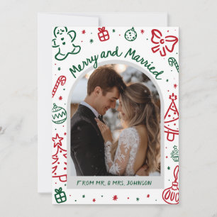 Cartes Pour Fêtes Annuelles Mariés et Joyeux Photo à l'Arche Main Levée Fantai
