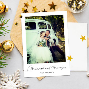 Cartes Pour Fêtes Annuelles Mariés et joyeux Photo de Noël minimaliste