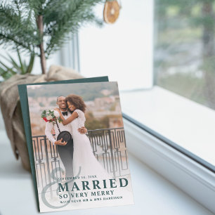Cartes Pour Fêtes Annuelles Mariés Et Très Joyeux Photo De Mariage Nouvellemen