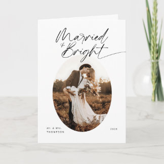 Cartes Pour Fêtes Annuelles Mariés & Moderne Élégant Noël Écriture Script