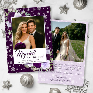 Cartes Pour Fêtes Annuelles Mariés & Roses Violettes Lumineuses Nouveaux Marié