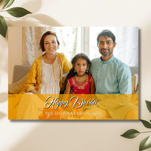 Cartes Pour Fêtes Annuelles Marigold Orange Élégant Photo Joyeux Diwali