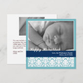 Cartes Pour Fêtes Annuelles Marine bleu élégant damask heureux vacances Hanouk (Devant / Derrière)