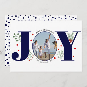 Cartes Pour Fêtes Annuelles Marine bleu Joie avec baies photo de Noël