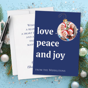 Cartes Pour Fêtes Annuelles Marine Bleu Noël Famille Photo Amour Paix Joie