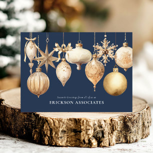 Cartes Pour Fêtes Annuelles Marine Bleu ornements de Noël Entreprise