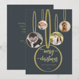 Cartes Pour Fêtes Annuelles Marine Blue Gold Calliting Famille Photo Noël