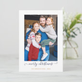 Cartes Pour Fêtes Annuelles Marine Blue Gold Simple Script Joyeux Noël Photo (Debout devant)