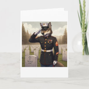 Cartes Pour Fêtes Annuelles Marine Corps Wolf saluant 