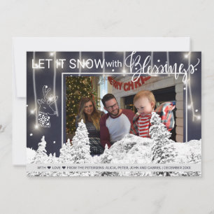 Cartes Pour Fêtes Annuelles Marine White Winter Wonderland 3 Photo de famille