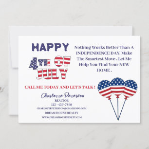 Cartes Pour Fêtes Annuelles Marketing promotionnel immobilier du 4 juillet
