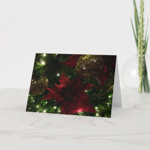 Cartes Pour Fêtes Annuelles Maroon et Arbre de Noël d'or I Photo de vacances