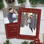 Cartes Pour Fêtes Annuelles Maroon rouge or 2 photo Noël Snowfall<br><div class="desc">Noël Chute de neige Maroon Rouge Or 2 Photo Carte de vacances</div>