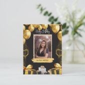 Cartes Pour Fêtes Annuelles Marque Black Gold Luxury Joyeux Anniversaire (Debout devant)