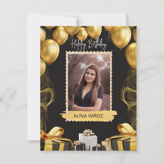 Cartes Pour Fêtes Annuelles Marque Black Gold Luxury Joyeux Anniversaire (Devant)