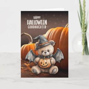Cartes Pour Fêtes Annuelles Marraine Ourson Sorcière et Ailes Halloween