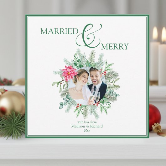 Cartes Pour Fêtes Annuelles Married and Merry Newlywed Christmas